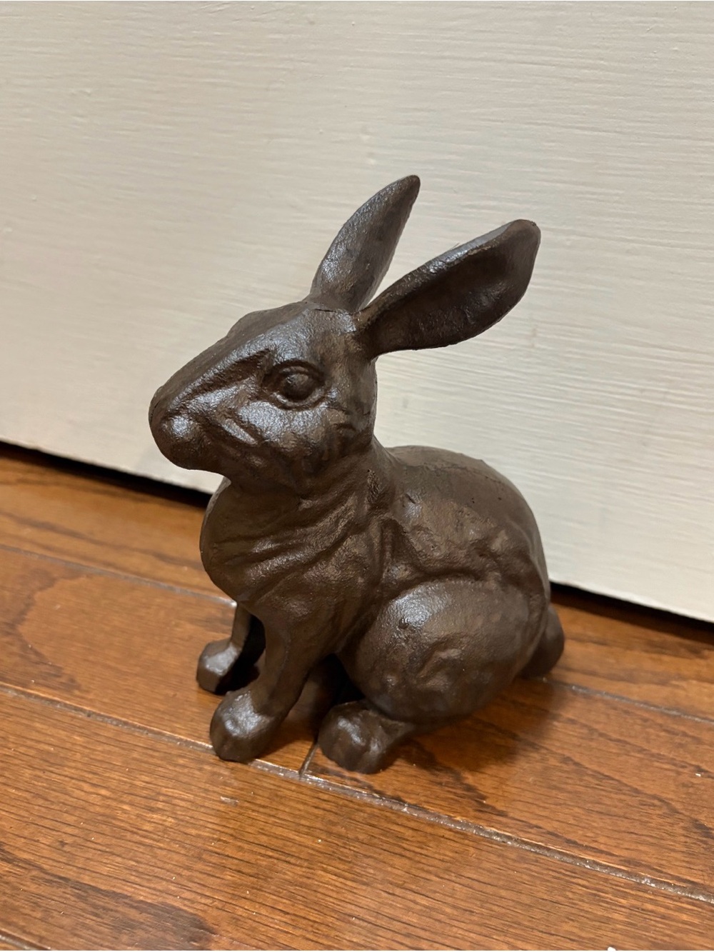 Brown Cast Iron Rabbit Figurine - Doorstop Decor